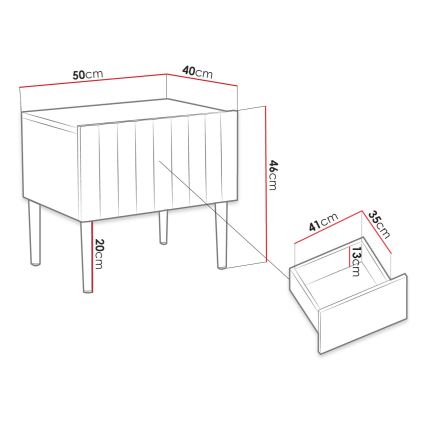 Noćni stočić ARCOS 46x50 cm bela/zlatna