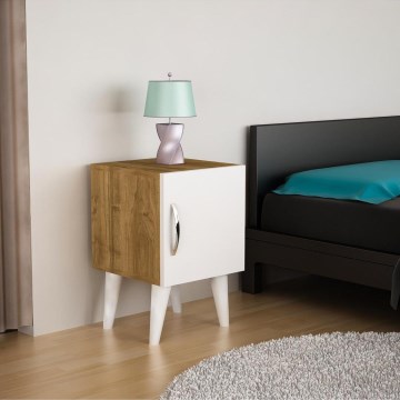 Noćni stočić BELLINI 55x35 cm, beli/smeđi