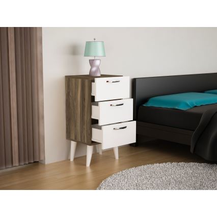 Noćni stočić BELLINI 80x40 cm braon/bela