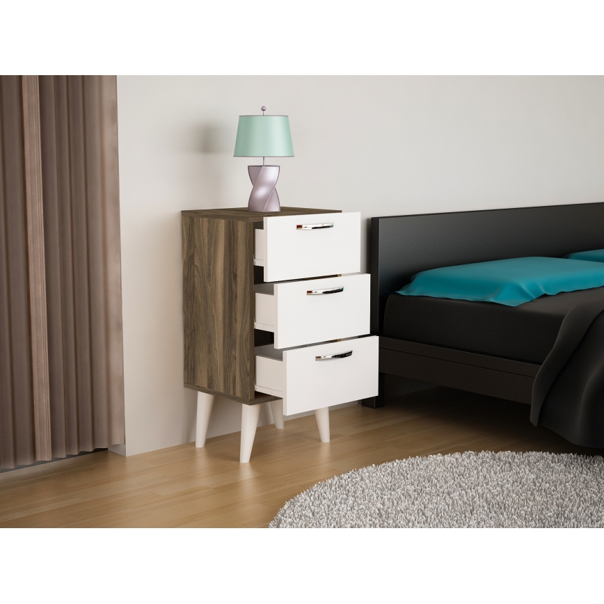 Noćni stočić BELLINI 80x40 cm braon/bela