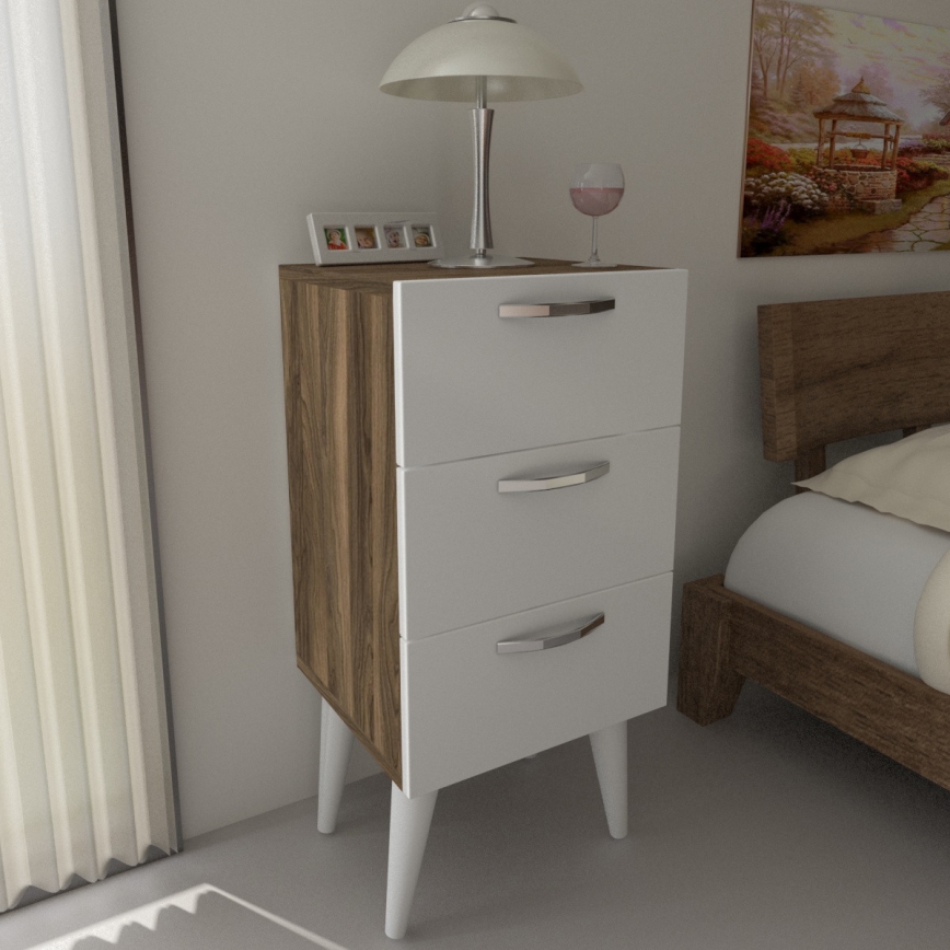 Noćni stočić BELLINI 80x40 cm braon/bela