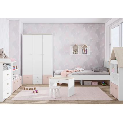 Noćni stočić BUBO 58x69 cm bela/svetli buk