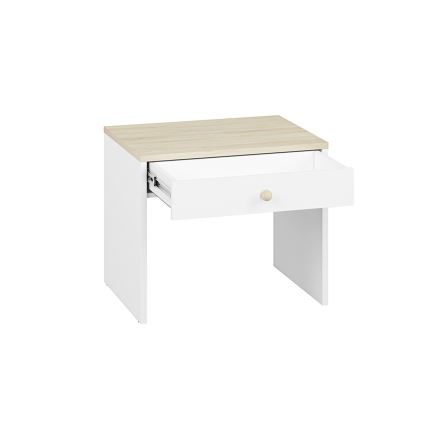 Noćni stočić BUBO 58x69 cm bela/svetli buk