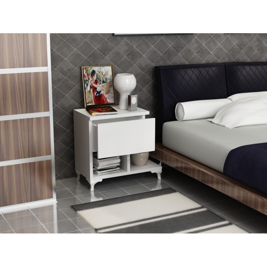 Noćni stočić CAST 46,8x46,8 cm bela