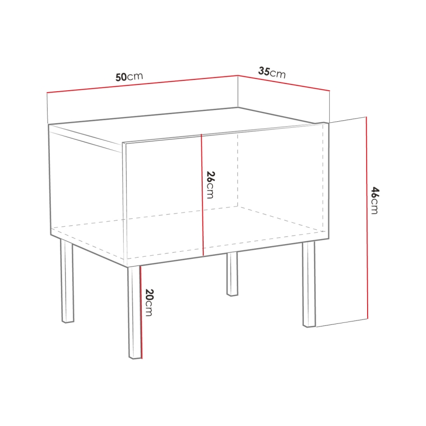 Noćni stočić EXITO 46x50 cm bela/zlatna