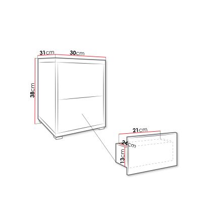 Noćni stočić GESITA 38x30 cm hrast cremona