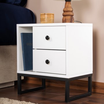 Noćni stočić GLIMMER 50x45,2 cm beli/crni