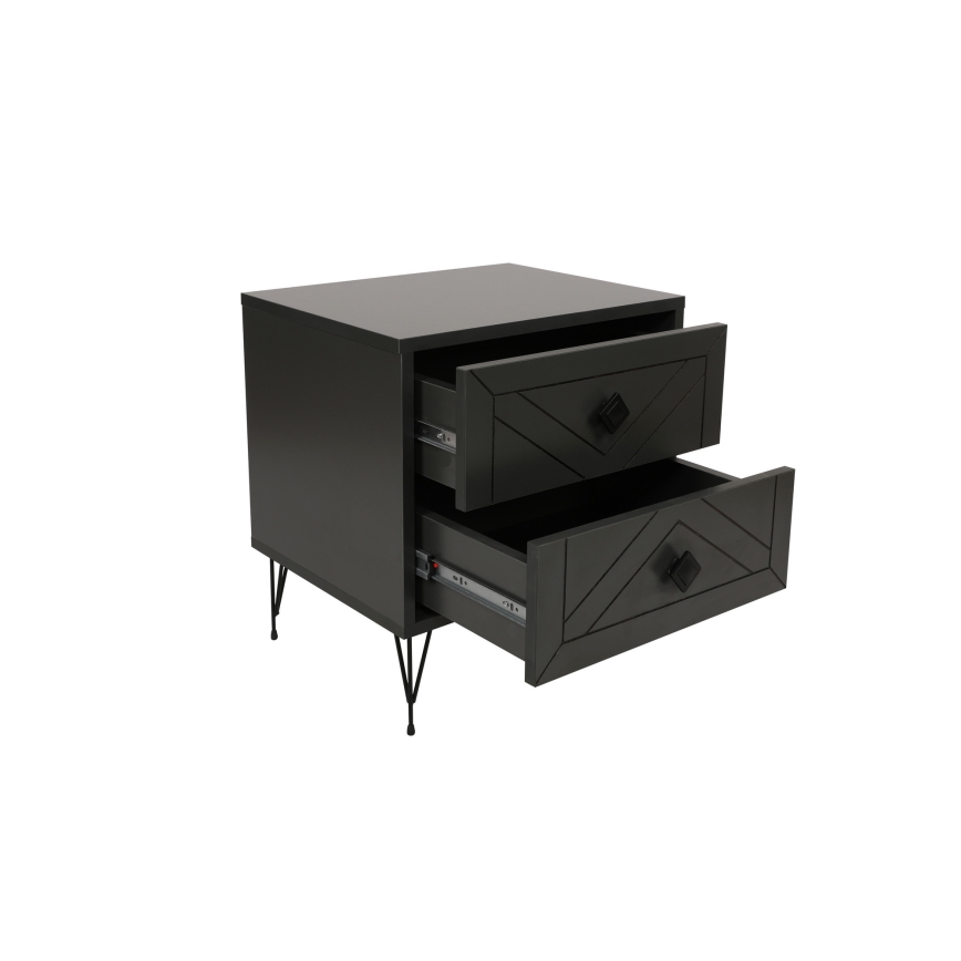 Noćni stočić LUNA 55x50 cm antracit/crna