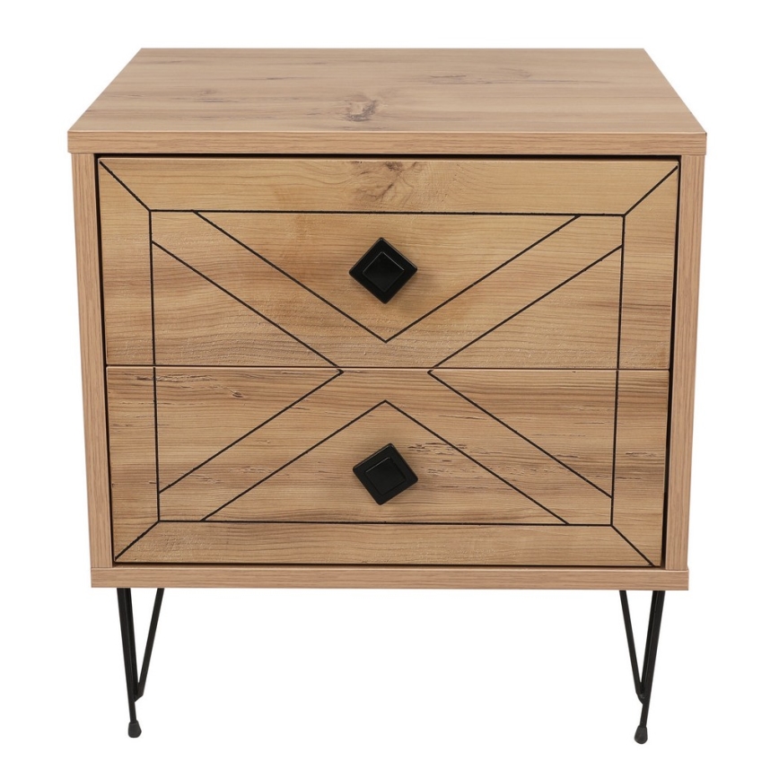 Noćni stočić LUNA 55x50 cm braon/crna