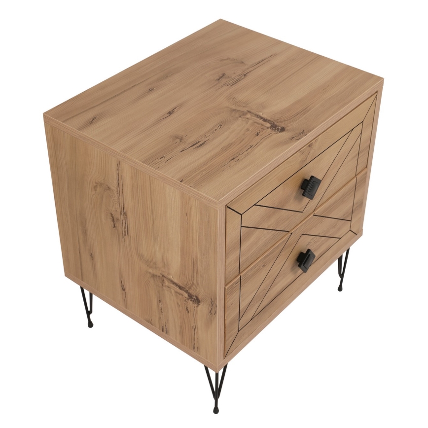 Noćni stočić LUNA 55x50 cm braon/crna