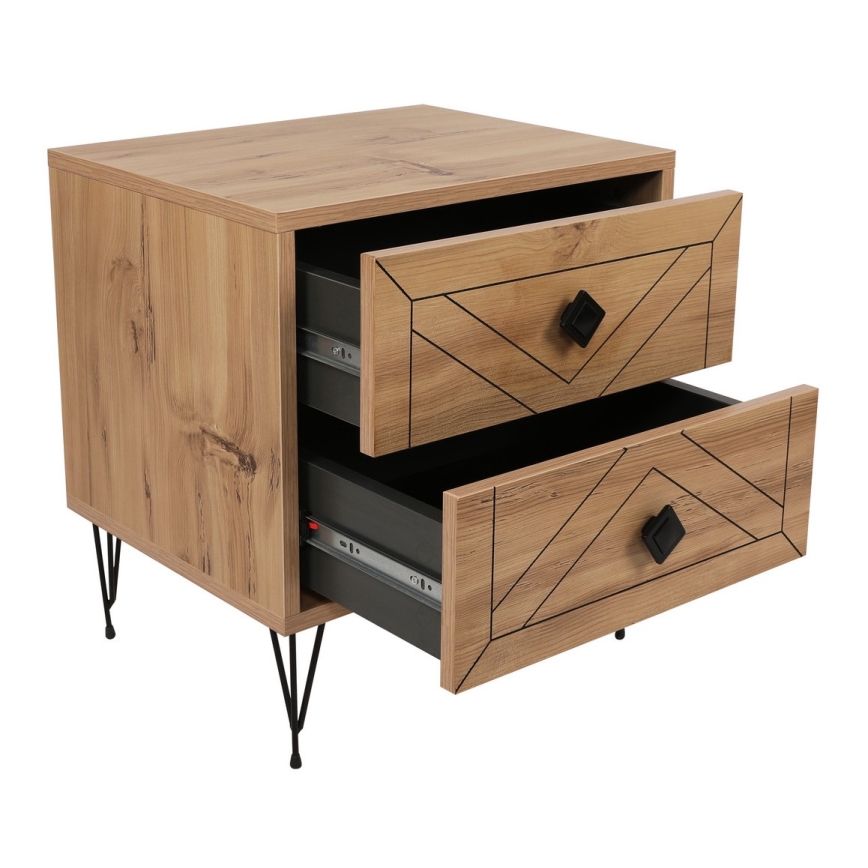 Noćni stočić LUNA 55x50 cm braon/crna