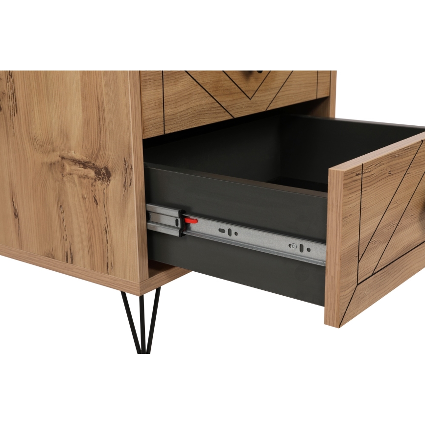 Noćni stočić LUNA 55x50 cm braon/crna