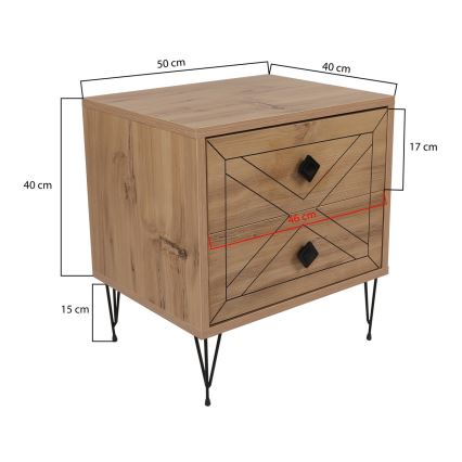 Noćni stočić LUNA 55x50 cm braon/crna