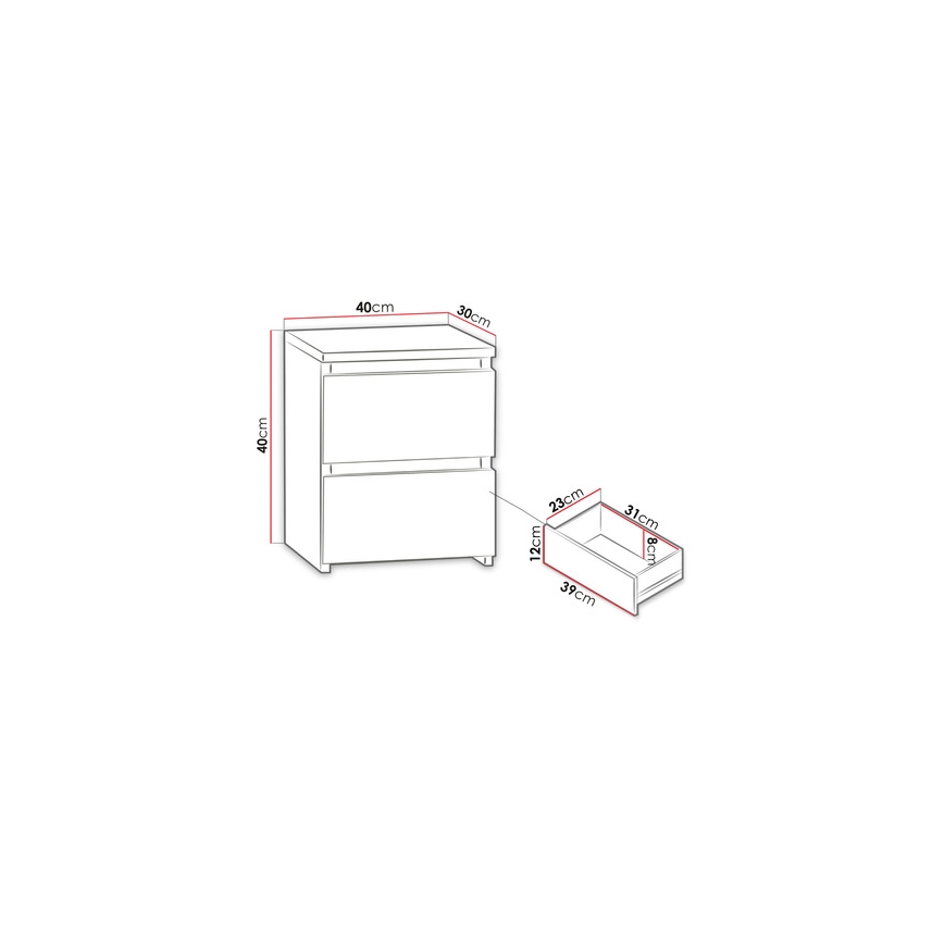 Noćni stočić MALWA 40x40 cm mat crne boje