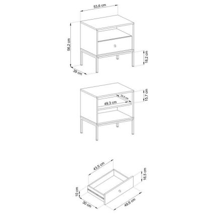 Noćni stočić MONO 56x54 cm, plavi