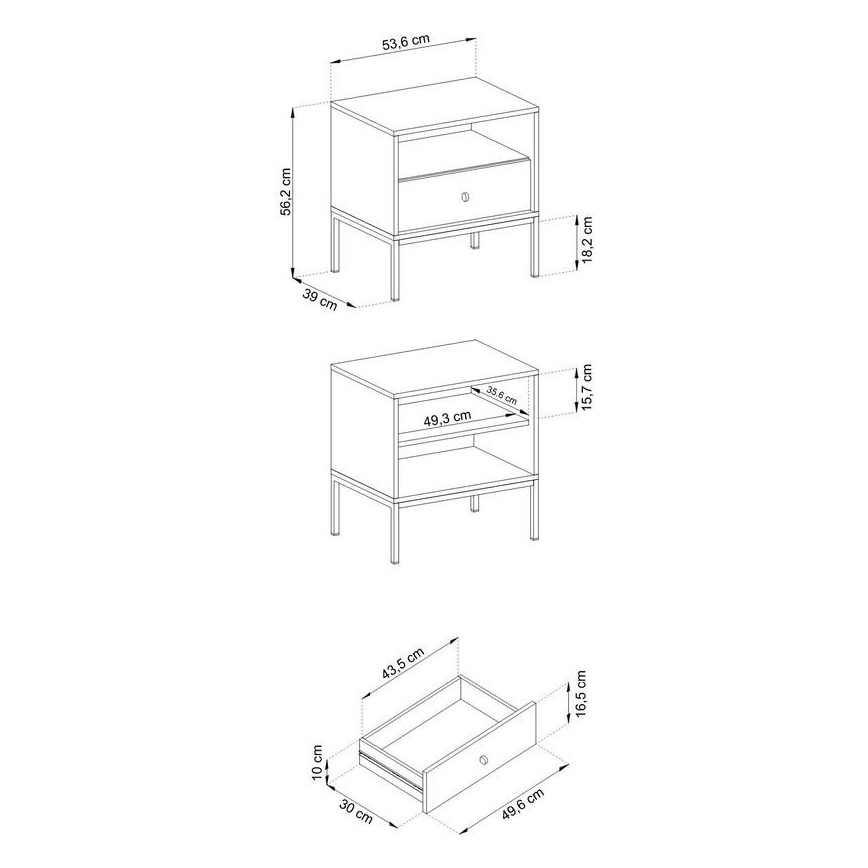 Noćni stočić MONO 56x54 cm, plavi