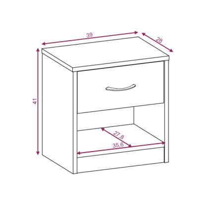 Noćni stočić NED hrast wotan