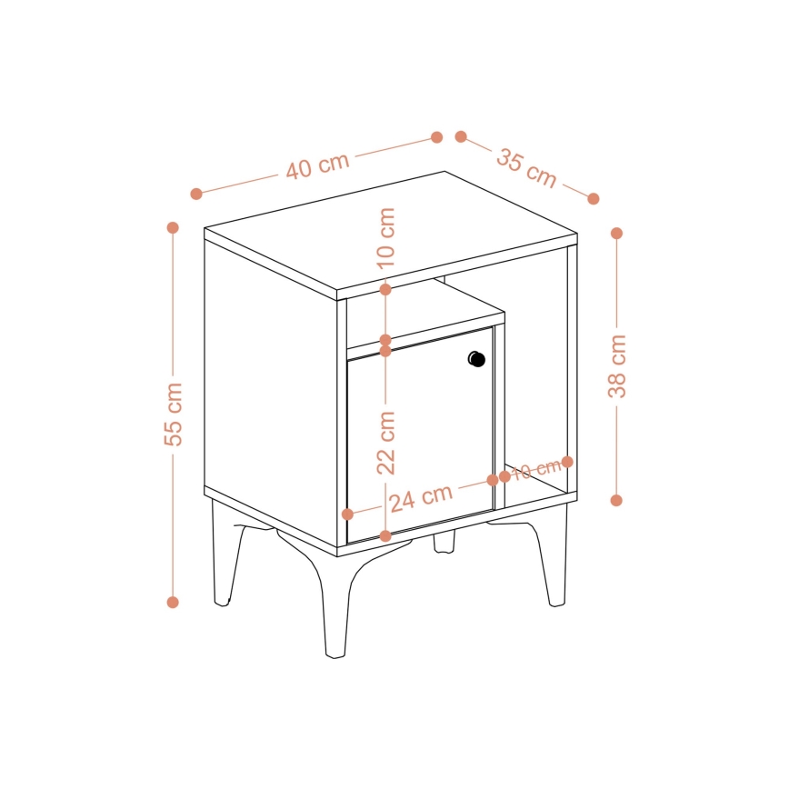 Noćni stočić NUNO 55x40 cm safirov hrast