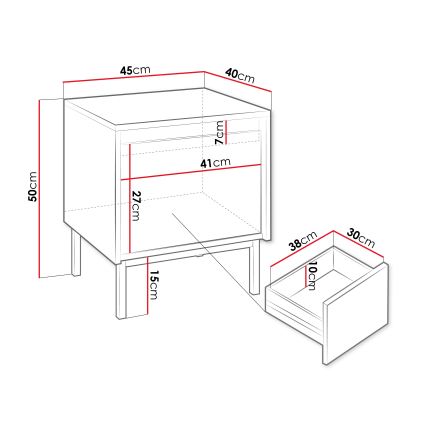 Noćni stočić OZMI 50x45 cm beo