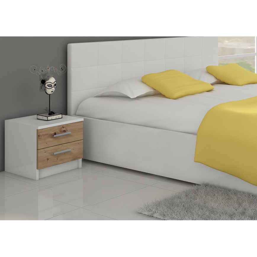 Noćni stočić TOD beo/hrast artisan