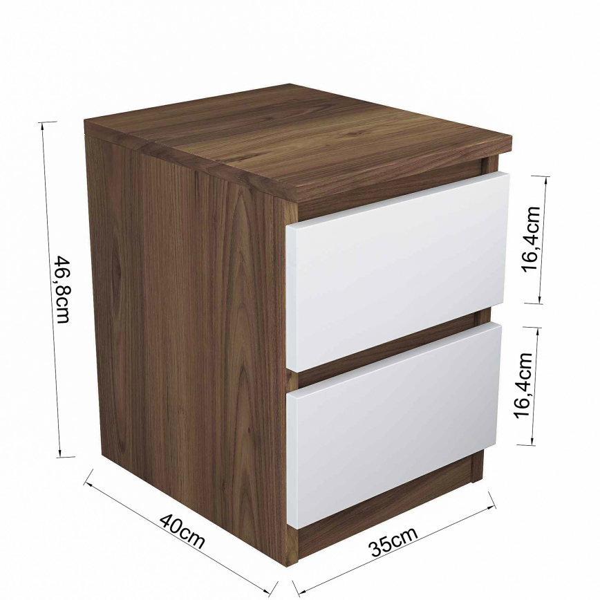 Noćni stočić WALNUT 46,8x35 cm braon/bela