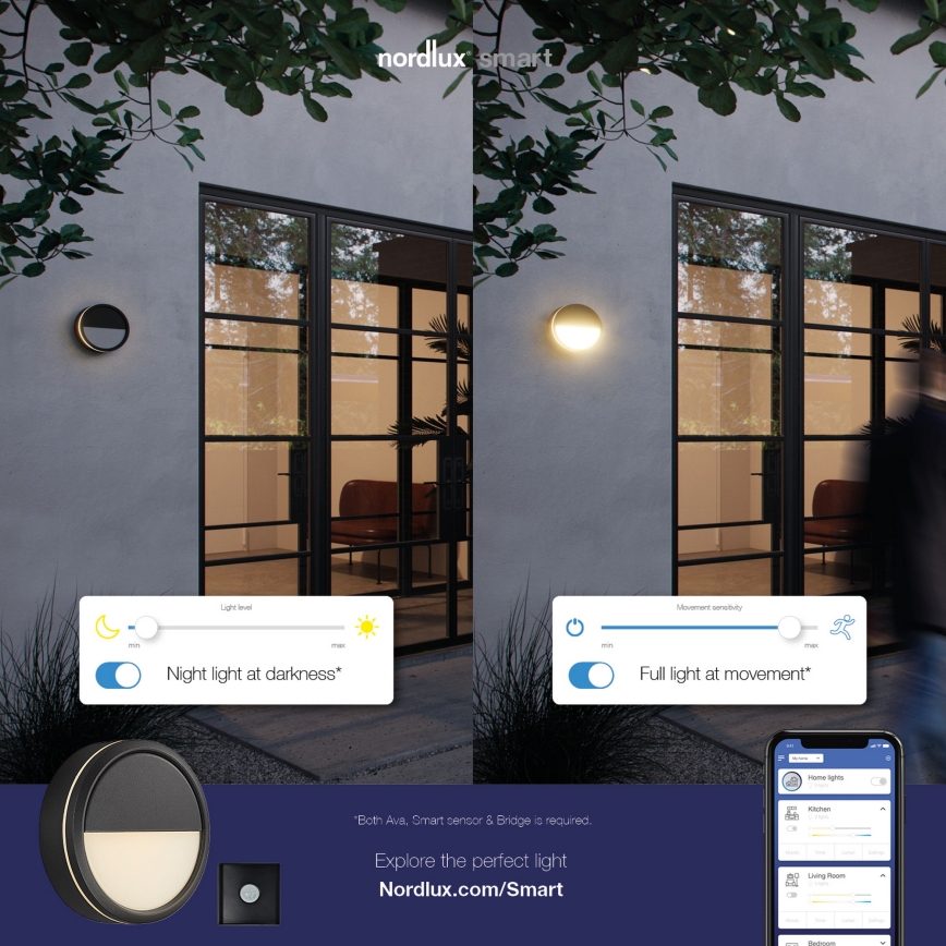 Nordlux - LED prigušiva spoljašnja zidna svetiljka AVA SMART LED/9,5W/230V 2700K IP54 crna
