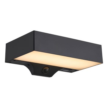 Nordlux - LED solarno zidno svetlo sa senzorom MONAY LED/5W/5V 3000K IP44 2000 mAh crno