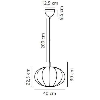 Nordlux - Luster na sajli AERON 1xE27/40W/230V, prečnik 40 cm