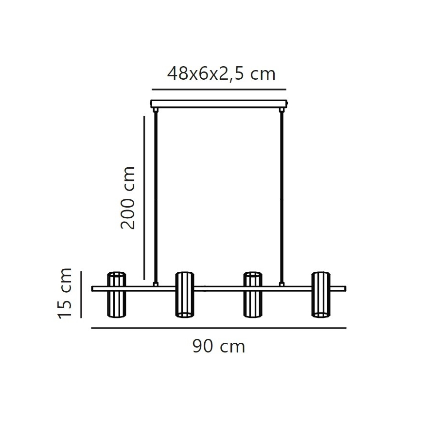 Nordlux - Luster na sajli ALANIS 4xGU10/15W/230V crna