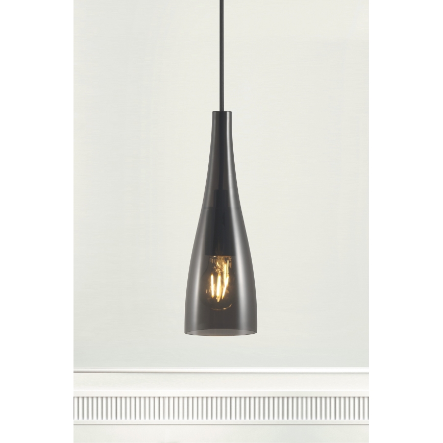 Nordlux - Luster na sajli EMBLA 1xE27/40W/230V dimljeno/crno