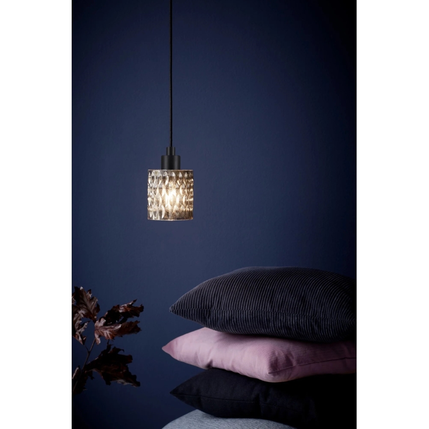 Nordlux - Luster na sajli HOLLYWOOD 1x E27/60W/230V, prečnik 10,8 cm, dimljena boja