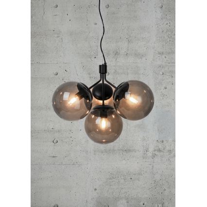 Nordlux - Luster na sajli IVONA 4xE27/28W/230V crna