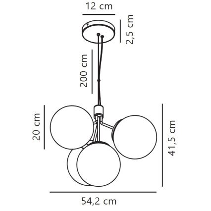 Nordlux - Luster na sajli IVONA 4xE27/28W/230V crna
