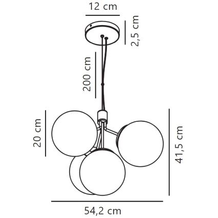Nordlux - Luster na sajli IVONA 4xE27/28W/230V zlatna