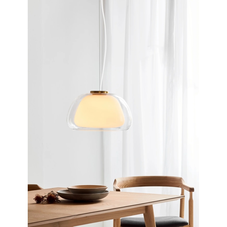 Nordlux - Luster na sajli JELLY 1xE27/40W/230V bela/prozirna, prečnik 39 cm