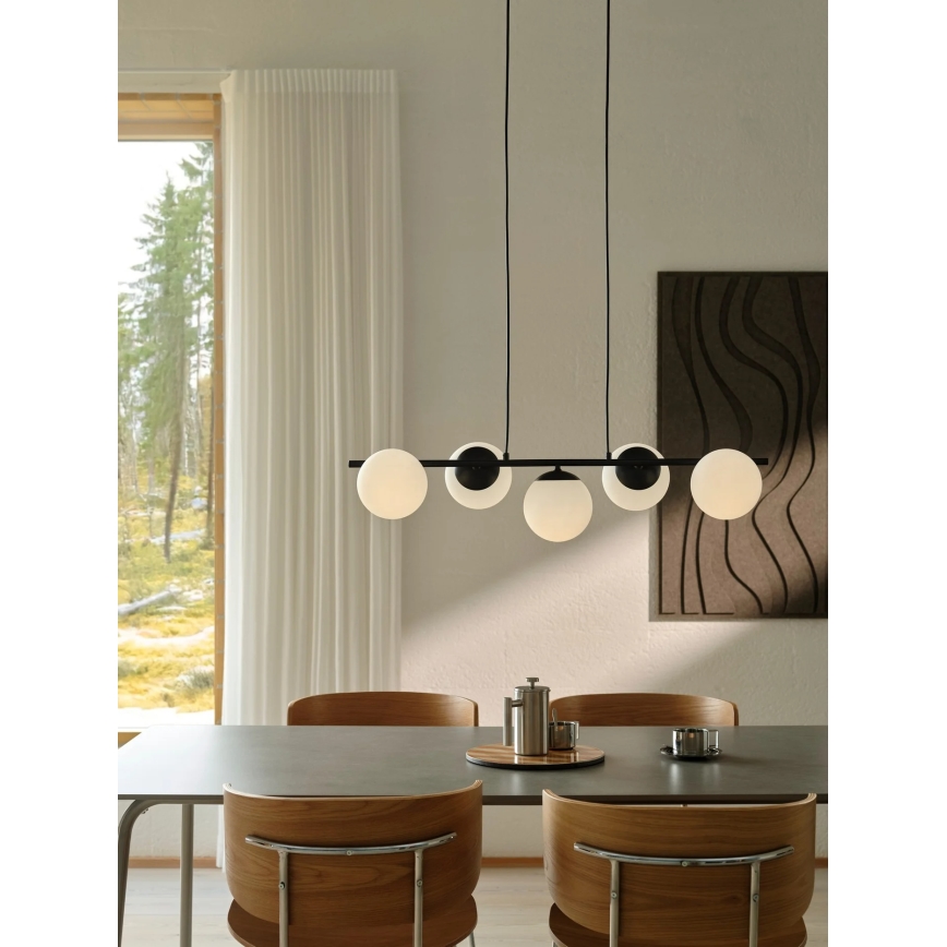 Nordlux - Luster na sajli LILLY 5xE14/10W/230V crna