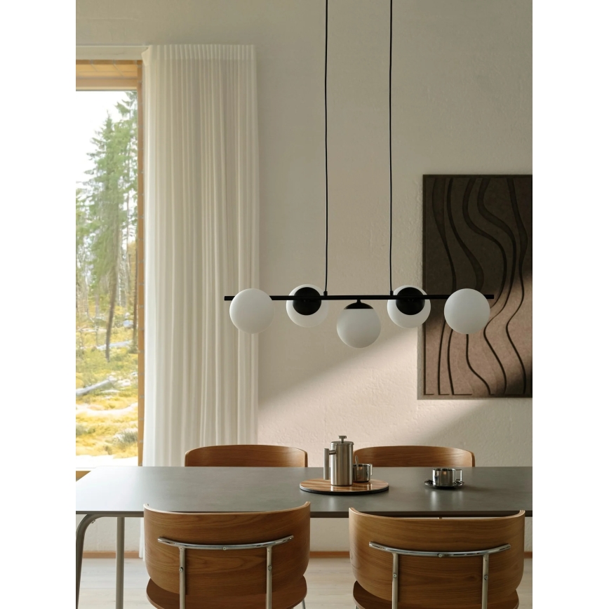 Nordlux - Luster na sajli LILLY 5xE14/10W/230V crna