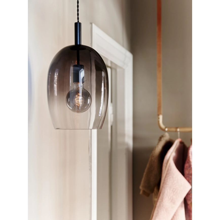 Nordlux - Luster na sajli UMA 1xE27/40W/230V prečnik 23 cm crna/zadimljena
