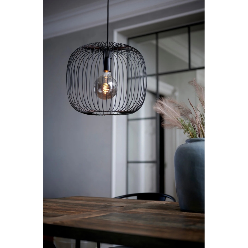 Nordlux - Viseći luster BERONI na sajli, 1xE27/60W/230V, crne boje, prečnik 40 cm