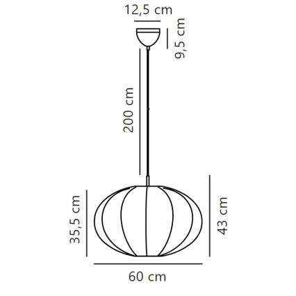 Nordlux - Viseći luster na sajli AERON 1xE27/40W/230V, prečnik 60 cm