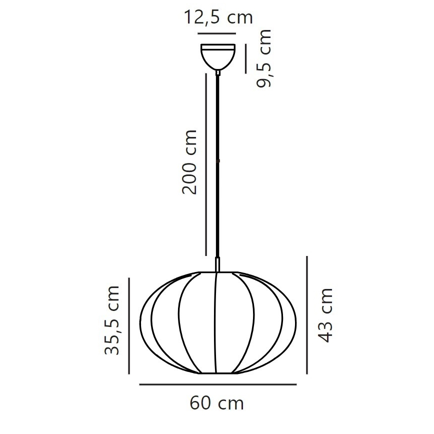 Nordlux - Viseći luster na sajli AERON 1xE27/40W/230V, prečnik 60 cm