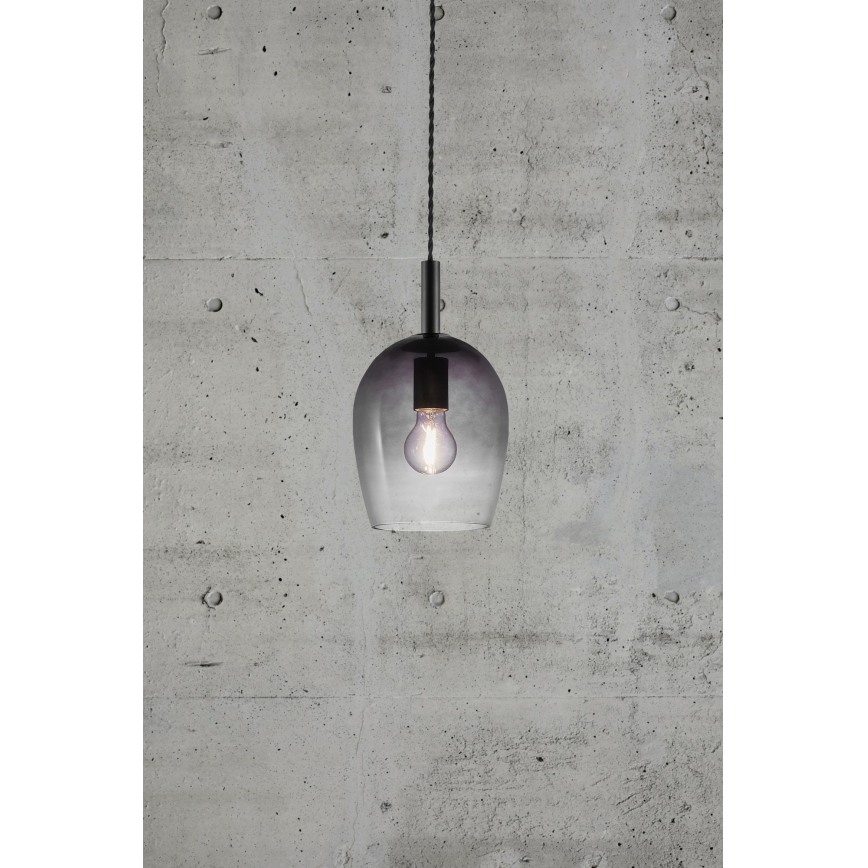 Nordlux - Visilica na sajli UMA 1xE27/40W/230V prečnik 18 cm crna/dimljena