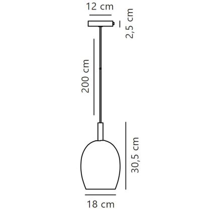 Nordlux - Visilica na sajli UMA 1xE27/40W/230V prečnik 18 cm crna/dimljena