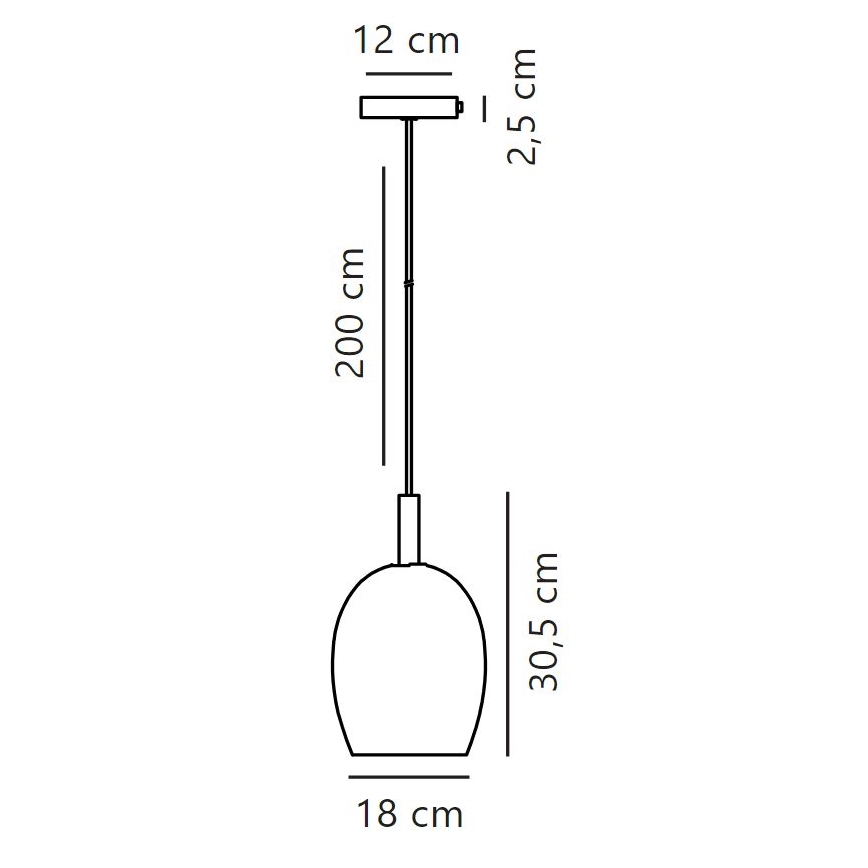 Nordlux - Visilica na sajli UMA 1xE27/40W/230V prečnik 18 cm crna/dimljena