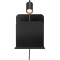 Nordlux - Zidno spot svetlo sa policom i USB ROOMI 1xGU10/8W/230V crna