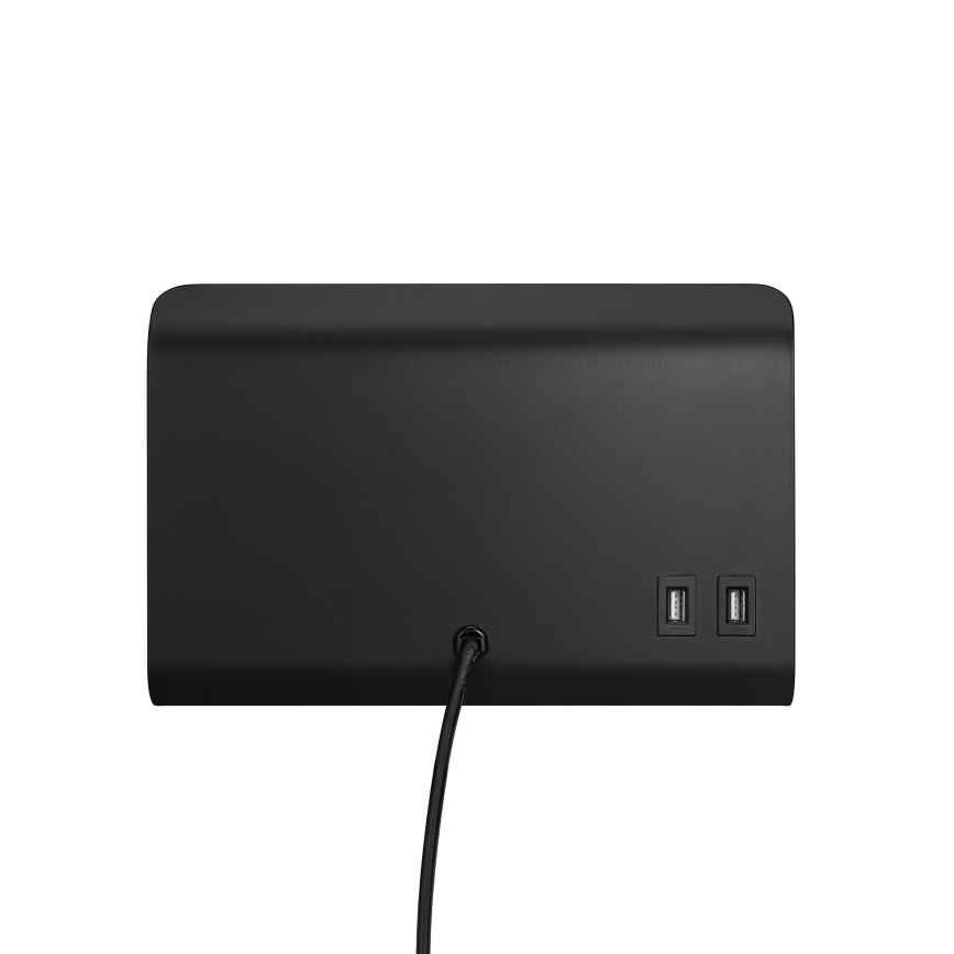 Nordlux - Zidno spot svetlo sa policom i USB ROOMI 1xGU10/8W/230V crna