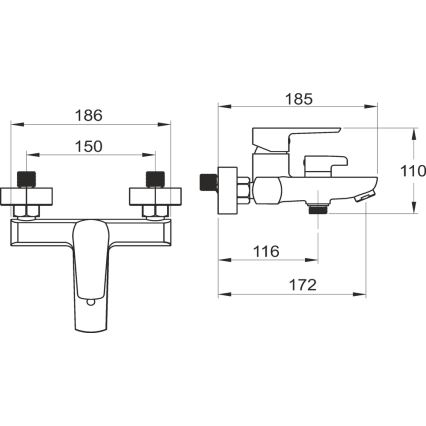 Novaservis - Baterija za kadu METALIA sjajni hrom