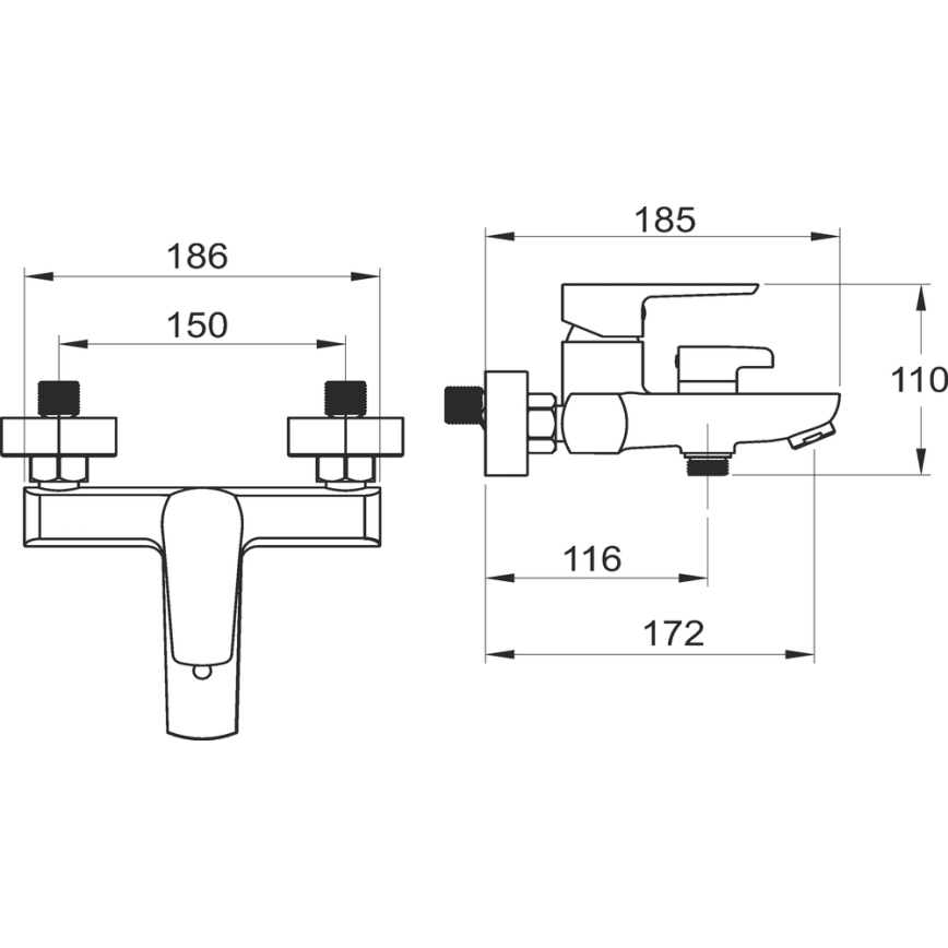 Novaservis - Baterija za kadu METALIA sjajni hrom