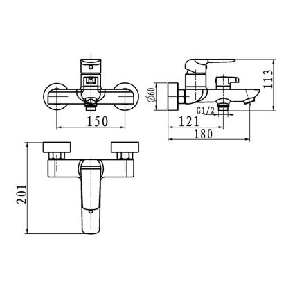 Novaservis - Baterija za kadu NOBLESS TINA bela