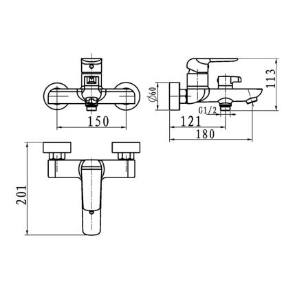Novaservis - Baterija za kadu NOBLESS TINA crna